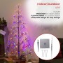 Alpine Corporation Foil Holiday Tree with White and Multicolor LED Lights and Included Bluetooth Speaker