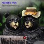 15" SOLAR COUPLE OF BEARS WITH LANTERN AND WELCOME SIGN 