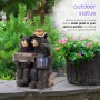 15" SOLAR COUPLE OF BEARS WITH LANTERN AND WELCOME SIGN 