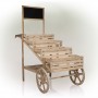 59" Wooden 4-Tier Plant Display Stand with Chalkboard and Wheels