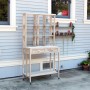 64" RUSTIC WOODEN POTTING BENCH WITH SHELVES AND DRAWERS 