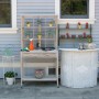 64" Rustic Wooden Potting Bench with Shelves and Drawers