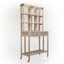 64" Rustic Wooden Potting Bench with Shelves and Drawers