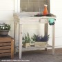 Alpine Corporation Indoor/Outdoor Wooden Potting Table with Drawer and Removable Dry Sink, 35"L x 16"W x 38"H