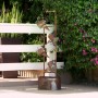 RUSTIC METAL WATER SPOUT AND WATERING CANS FOUNTAIN