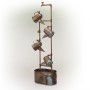RUSTIC METAL WATER SPOUT AND WATERING CANS FOUNTAIN