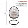 Alpine Corporation Indoor/Outdoor Hanging Rattan Egg Chair with Cushions and 78"H Metal Stand, Brown/TanAlpine Corporation Indoor/Outdoor Hanging Rattan Egg Chair with Cushions and 78"H Metal Stand, Brown/Tan