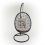 Brown Rattan Egg Chair with Cushion and Metal Stand 