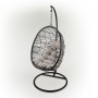 Brown Rattan Egg Chair with Cushion and Metal Stand 