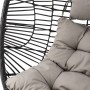 Brown Rattan Egg Chair with Cushion and Metal Stand 