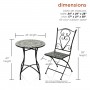 Alpine Corporation Indoor/Outdoor Marbled Glass Mosaic 3-Piece Bistro Set Folding Table and Chairs Patio Seating