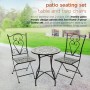 3-PIECE BLACK AND GRAY MARBLED GLASS MOSAIC BISTRO SET