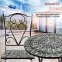 3-PIECE BLACK AND GRAY MARBLED GLASS MOSAIC BISTRO SET
