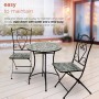 Alpine Corporation Indoor/Outdoor Marbled Glass Mosaic 3-Piece Bistro Set Folding Table and Chairs Patio Seating