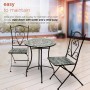 3-PIECE BLACK AND GRAY MARBLED GLASS MOSAIC BISTRO SET