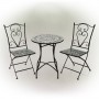 3-PIECE BLACK AND GRAY MARBLED GLASS MOSAIC BISTRO SET