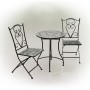 3-PIECE BLACK AND GRAY MARBLED GLASS MOSAIC BISTRO SET