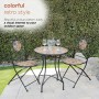 Alpine Corporation Indoor/Outdoor Mediterranean Tile Design Set Table and Chairs Patio Seating