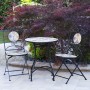 3-PIECE BLACK AND GRAY MARBLED GLASS MOSAIC BISTRO SET