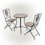 3-PIECE BLACK AND GRAY MARBLED GLASS MOSAIC BISTRO SET