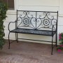 Alpine Corporation 44"L Indoor/Outdoor 2-Person Metal Garden Bench with Mosaic Tiles, Gray/Black