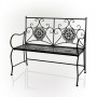 Alpine Corporation 44"L Indoor/Outdoor 2-Person Metal Garden Bench with Mosaic Tiles, Gray/Black