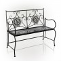 Alpine Corporation 44"L Indoor/Outdoor 2-Person Metal Garden Bench with Mosaic Tiles, Gray/Black