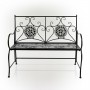 Alpine Corporation 44"L Indoor/Outdoor 2-Person Metal Garden Bench with Mosaic Tiles, Gray/Black
