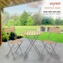 3-Piece Wood Slat and Metal Bistro Set 