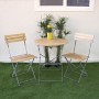 3-Piece Wood Slat and Metal Bistro Set 