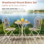 37" METALLIC PATIO GARDEN TABLE AND CHAIR SET WITH RUSTIC FINISH