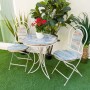 37" METALLIC PATIO GARDEN TABLE AND CHAIR SET WITH RUSTIC FINISH