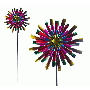 ALPINE CORPORATION 81" TALL OUTDOOR COLORFUL FLOWER WIND SPINNER STAKE YARD DECORATION, MULTICOLOR