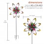Alpine Corporation 82"H Outdoor Embellished Rainbow Flower Metal Wind Spinner Stake Lawn Decoration
