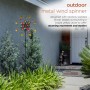 Alpine Corporation 82"H Outdoor Embellished Rainbow Flower Metal Wind Spinner Stake Lawn Decoration