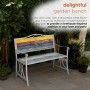 Multicolor Weathered Wood and Metal Garden Bench 