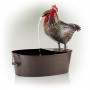 Rustic Metal Rooster with Moving Beak Fountain