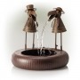 20" TOUCANS IN SUITS METALLIC FOUNTAIN WITH RUSTIC FINISH