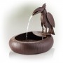 16" STRADDLING TOUCAN METALLIC FOUNTAIN WITH RUSTIC FINISH 