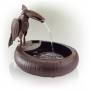 16" STRADDLING TOUCAN METALLIC FOUNTAIN WITH RUSTIC FINISH 