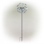 GALVANIZED FLORAL WIND SPINNER GARDEN STAKE 