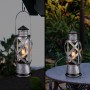 SMALL SILVER LANTERN DÉCOR WITH LED LIGHTS AND TIMER 
