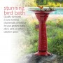 28" Tall Red Metal Birdbath 