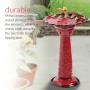 28" Tall Red Metal Birdbath 