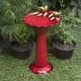 28" Tall Red Metal Birdbath 