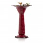 28" Tall Red Metal Birdbath 