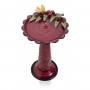 28" Tall Red Metal Birdbath 