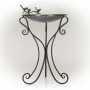 34" Elegant Metallic Bird Bath with Twigs and Hummingbirds