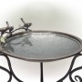 34" Elegant Metallic Bird Bath with Twigs and Hummingbirds