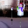 Alpine Corporation 34"H Outdoor Solar Snowman Fiber Optic Lawn Stakes with LED Lights (Set of 2)